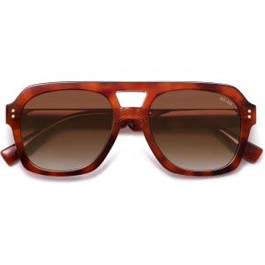 image:imageSOJOS Retro Thick Polarized Aviator Sunglasses for Women Men Large Trendy Bold Square Pilot Shades SJ2385Caramel TortoiseBrown