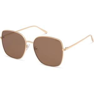 image:imageSOJOS Trendy Oversized Square Metal Frame Sunglasses for Women Men Retro Big Flat Lens UV Protection Sunglasses SJ1146GoldBrownishtea