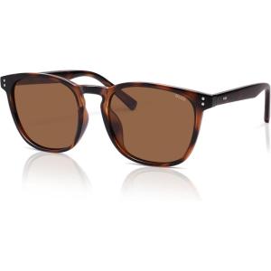 image:imageSOJOS Unisex Rounded Square Polarized Sunglasses TR90 Frame UV400 Protection Lightweight Retro for Women ampamp MenTortoise BrownBrown
