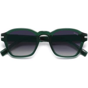image:imageSOJOS Vintage Retro Square Polarized Sunglasses Men Standard Fit Trendy Womens Sun Glasses SJ2382Crystal Green Frame Green Grading Lens
