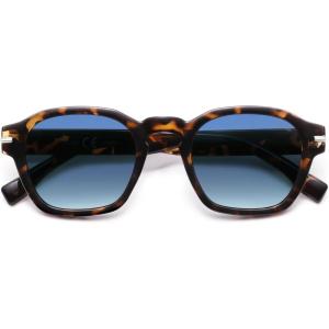 image:imageSOJOS Vintage Retro Square Polarized Sunglasses Men Standard Fit Trendy Womens Sun Glasses SJ2382Tortoise Frame Blue Grading Lens
