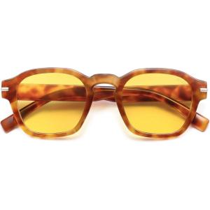 image:imageSOJOS Vintage Retro Square Polarized Sunglasses Men Standard Fit Trendy Womens Sun Glasses SJ2382Yellow Tortoise Frame Yellow Lens
