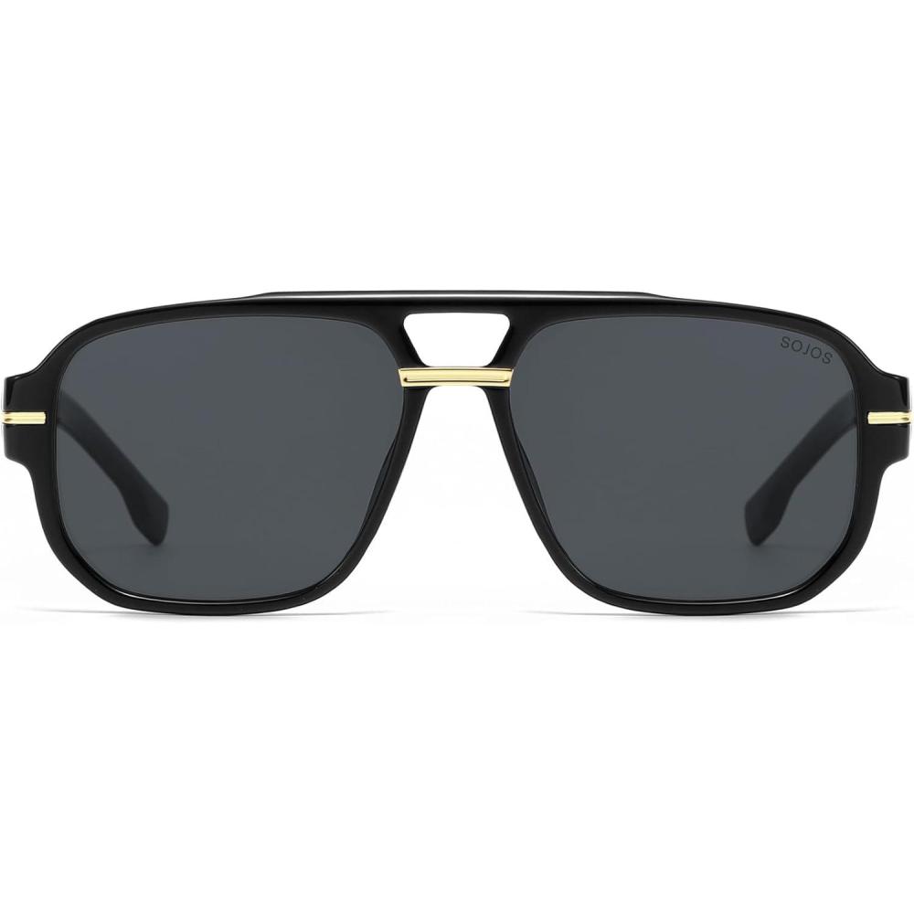 image:imageSOJOS Retro Square Aviator Sunglasses for Women Men 80s 90s Vintage Trendy Polarized Aviators SJ2692BlackGrey