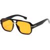 image:imageSOJOS Retro Square Aviator Sunglasses for Women Men 80s 90s Vintage Trendy Polarized Aviators SJ2692BlackLight Yellow Tint