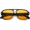 image:imageSOJOS Retro Square Aviator Sunglasses for Women Men 80s 90s Vintage Trendy Polarized Aviators SJ2692BlackLight Yellow Tint