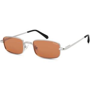 image:imageSOJOS Rectangle Polarized Sunglasses for Women Men UV400 Protection Lightweight Stainless Steel Vintage Driving ShadesSilverOrange