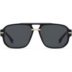 image:imageSOJOS Retro Square Aviator Sunglasses for Women Men 80s 90s Vintage Trendy Polarized Aviators SJ2692BlackGrey
