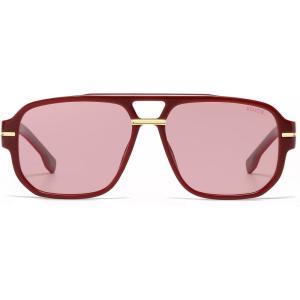 image:imageSOJOS Retro Square Aviator Sunglasses for Women Men 80s 90s Vintage Trendy Polarized Aviators SJ2692RedLight Red Tint