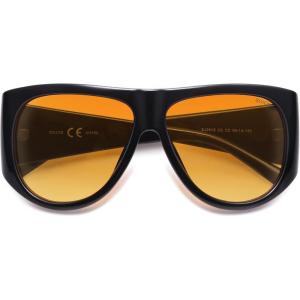 image:imageSOJOS Vintage Retro Oversized Big Aviator Polarized Sunglasses Womens Men SJ2615Black Frame Yellow Grading Lens