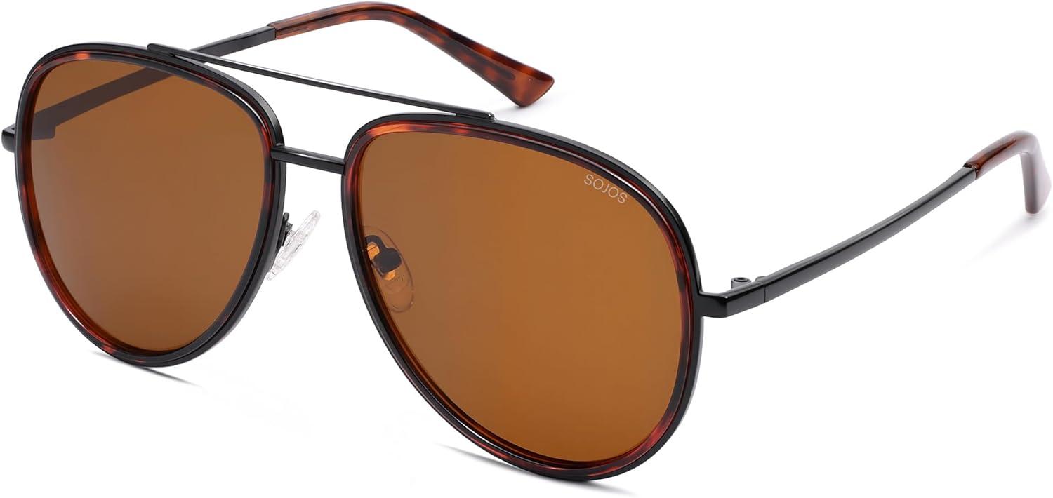 image:imageSOJOS Big Polarized Aviator Sunglasses for Women Men Oversized Aviators Retro Vintage Shades SJ1290Brown TortoiseBrown