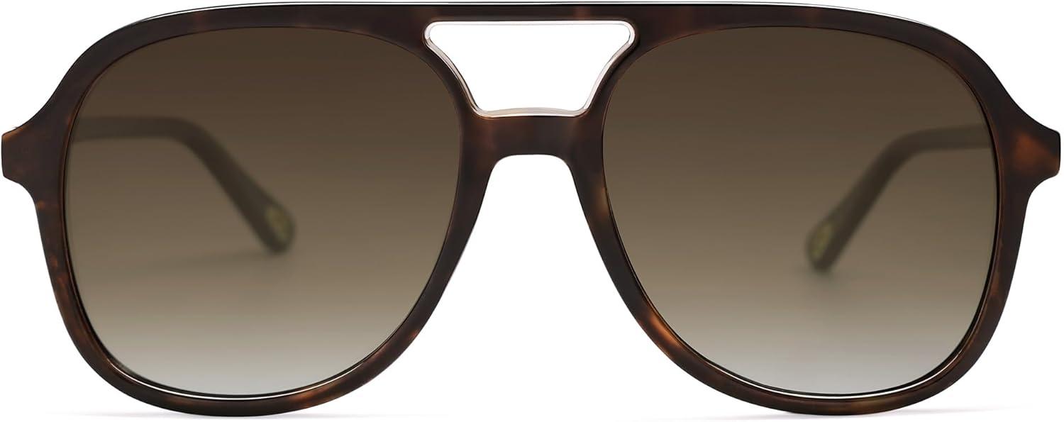 image:imageSOJOS Retro Polarized Aviator Sunglasses Womens Mens Classic 70s 80s Vintage Trendy Square Aviators SJ2174Dark TortoiseBrown