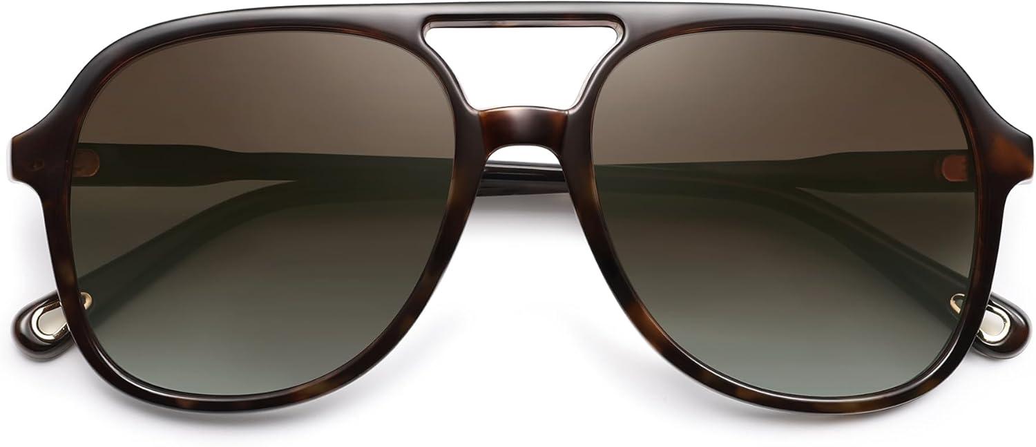 image:imageSOJOS Retro Polarized Aviator Sunglasses Womens Mens Classic 70s 80s Vintage Trendy Square Aviators SJ2174Dark TortoiseBrown