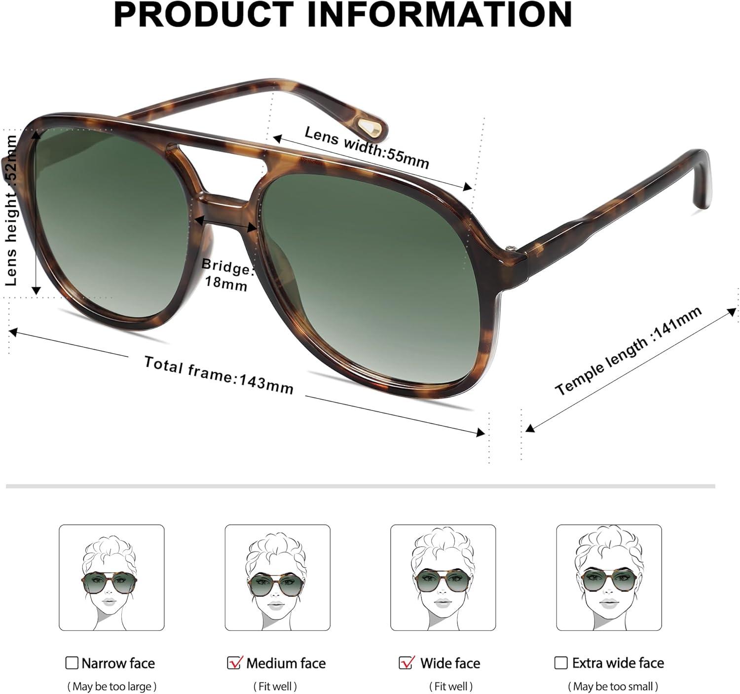 image:imageSOJOS Retro Polarized Aviator Sunglasses Womens Mens Classic 70s 80s Vintage Trendy Square Aviators SJ2174Dark TortoiseGradient Green