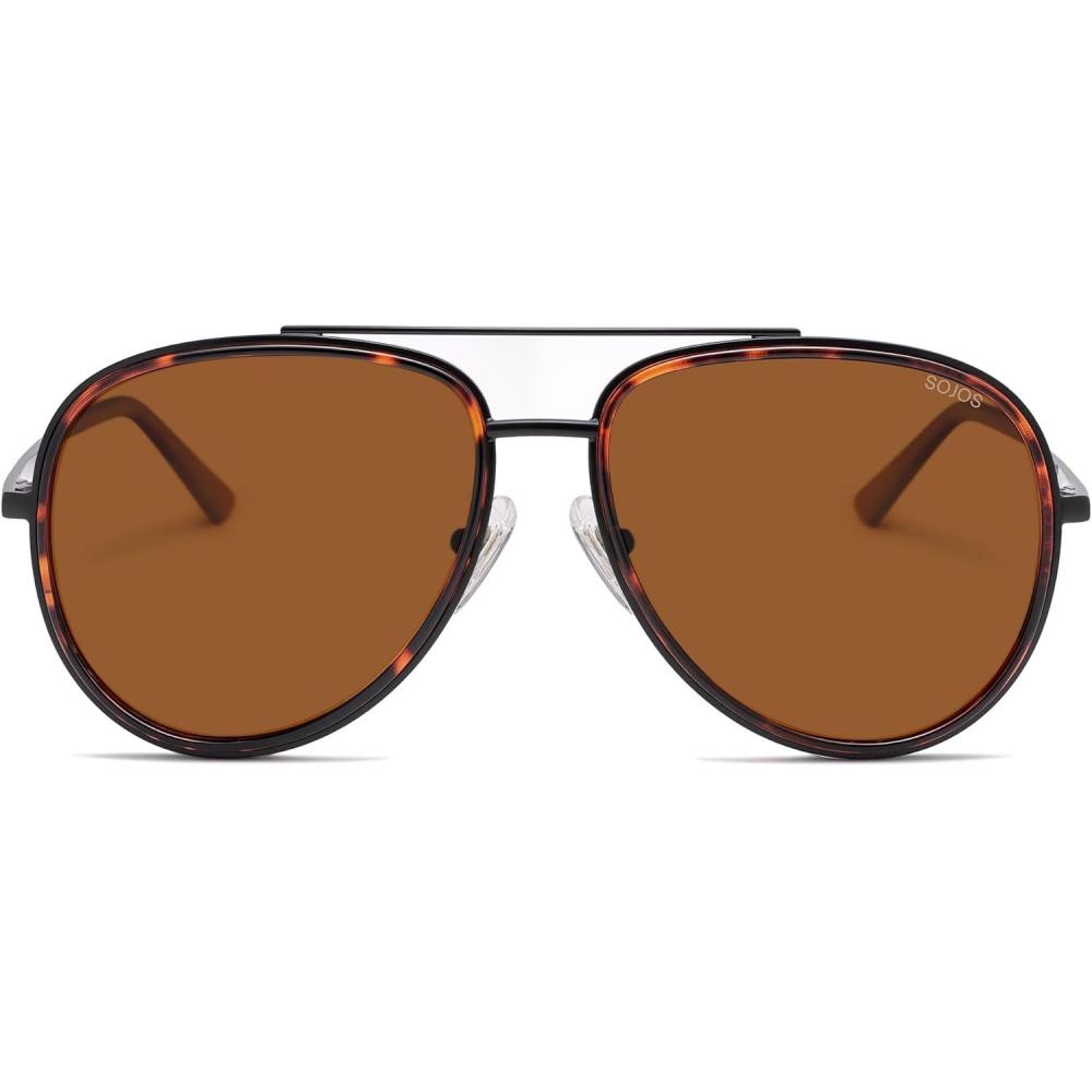 image:imageSOJOS Big Polarized Aviator Sunglasses for Women Men Oversized Aviators Retro Vintage Shades SJ1290Brown TortoiseBrown
