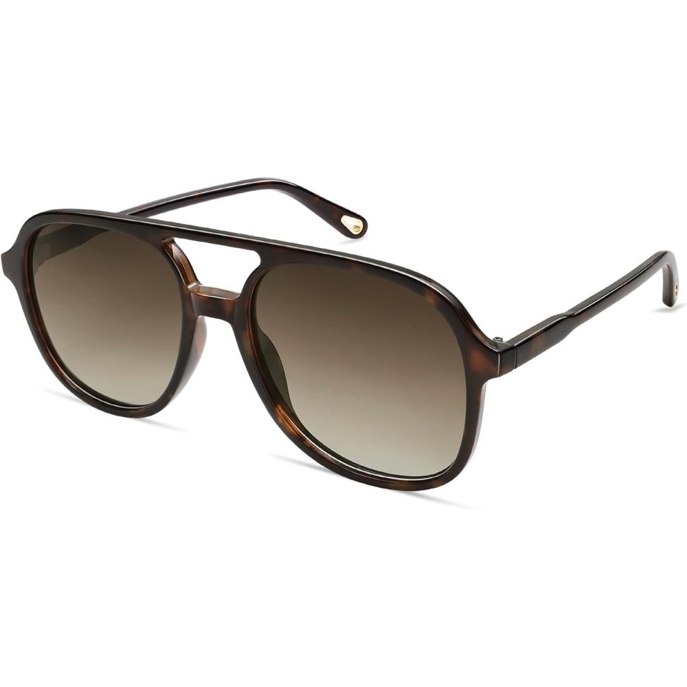 image:imageSOJOS Retro Polarized Aviator Sunglasses Womens Mens Classic 70s 80s Vintage Trendy Square Aviators SJ2174Dark TortoiseBrown