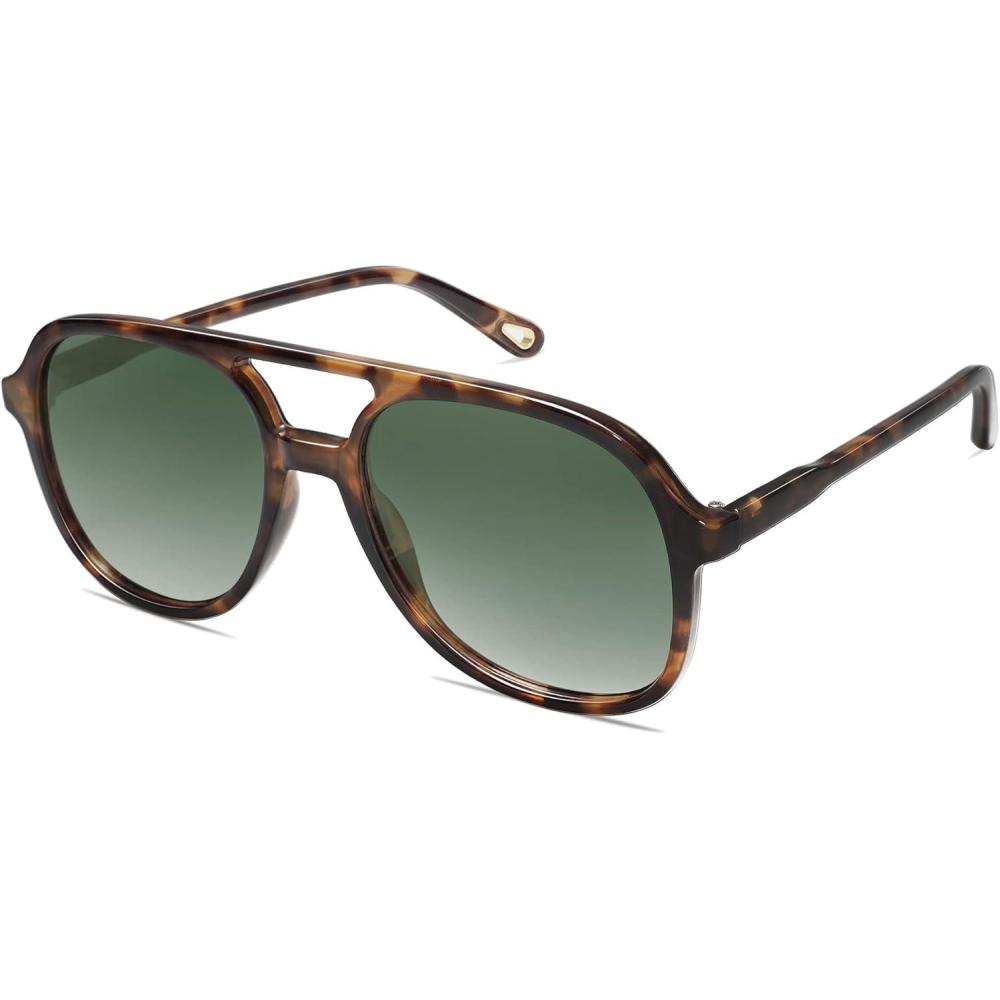 image:imageSOJOS Retro Polarized Aviator Sunglasses Womens Mens Classic 70s 80s Vintage Trendy Square Aviators SJ2174Dark TortoiseGradient Green