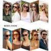 image:imageSOJOS Retro Aviator Sunglasses for Women MenTrendy Rectangle Womens Mens Shades Sun Glasses SJ2202Brown Frame Green Lens