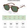 image:imageSOJOS Retro Aviator Sunglasses for Women MenTrendy Rectangle Womens Mens Shades Sun Glasses SJ2202Brown Frame Green Lens