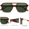 image:imageSOJOS Retro Aviator Sunglasses for Women MenTrendy Rectangle Womens Mens Shades Sun Glasses SJ2202Brown Frame Green Lens