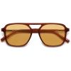 image:imageSOJOS Retro Aviator Sunglasses for Women MenTrendy Rectangle Womens Mens Shades Sun Glasses SJ2202Brown FrameYellow Lens