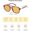 image:imageSOJOS Retro Aviator Sunglasses for Women MenTrendy Rectangle Womens Mens Shades Sun Glasses SJ2202Brown FrameYellow Lens
