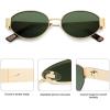 image:imageSOJOS Retro Oval Sunglasses for Women Trendy Classic Shades UV400 Protection SJ1256Shiny GoldGreen Lens