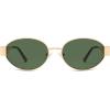 image:imageSOJOS Retro Oval Sunglasses for Women Trendy Classic Shades UV400 Protection SJ1256Shiny GoldGreen Lens
