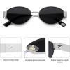 image:imageSOJOS Retro Oval Sunglasses for Women Trendy Classic Shades UV400 Protection SJ1256Shiny SilverGrey Lens