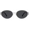 image:imageSOJOS Retro Oval Sunglasses for Women Trendy Classic Shades UV400 Protection SJ1256Shiny SilverGrey Lens