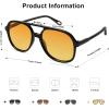 image:imageSOJOS Retro Polarized Aviator Sunglasses Womens Mens Classic 70s 80s Vintage Trendy Square Aviators SJ2174Dark BlackYellow Tint