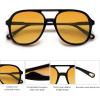 image:imageSOJOS Retro Polarized Aviator Sunglasses Womens Mens Classic 70s 80s Vintage Trendy Square Aviators SJ2174Dark BlackYellow Tint