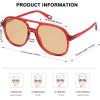 image:imageSOJOS Retro Polarized Aviator Sunglasses Womens Mens Classic 70s 80s Vintage Trendy Square Aviators SJ2174RedClear Brown Tint