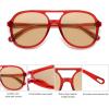 image:imageSOJOS Retro Polarized Aviator Sunglasses Womens Mens Classic 70s 80s Vintage Trendy Square Aviators SJ2174RedClear Brown Tint