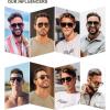 image:imageSOJOS Retro Polarized Aviator Sunglasses Womens Mens Classic 70s 80s Vintage Trendy Square Aviators SJ2174Reddish TortoiseGreyish Blue
