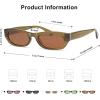 image:imageSOJOS Trendy Small Rectangle Polarized Sunglasses for Women Men Retro Y2K Narrow Thin Skinny Sunnies SJ2363Olive GreenBrown