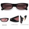 image:imageSOJOS Trendy Small Rectangle Polarized Sunglasses for Women Men Retro Y2K Narrow Thin Skinny Sunnies SJ2363Shiny BlackRed
