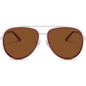 image:imageSOJOS Big Polarized Aviator Sunglasses for Women Men Oversized Aviators Retro Vintage Shades SJ1290Dark RedBrown