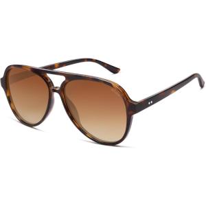 image:imageSOJOS Classic Polarized Aviator Sunglasses for Women Men Retro Trendy Aviators Shades SJ2201Brown TortoiseGradient Brown