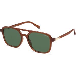 image:imageSOJOS Retro Aviator Sunglasses for Women MenTrendy Rectangle Womens Mens Shades Sun Glasses SJ2202Brown Frame Green Lens