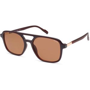 image:imageSOJOS Retro Aviator Sunglasses for Women MenTrendy Rectangle Womens Mens Shades Sun Glasses SJ2202Dark Milky Brown Frame Brown Lens
