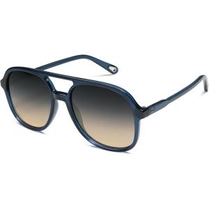 image:imageSOJOS Retro Polarized Aviator Sunglasses Womens Mens Classic 70s 80s Vintage Trendy Square Aviators SJ2174Dark BlueGrey Gradient Brown