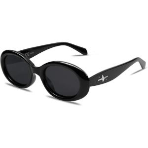 image:imageSOJOS Small Retro Oval Polarized Sunglasses for Women Men 90s Vintage UV400 Protection Tiny Sun Glasses SJ2286BlackGrey