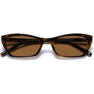 image:imageSOJOS Trendy Cat Eye Polarized Sunglasses for Women Men Retro 90s Y2K Small Thin Rectangle Sunnies SJ2670Brown TortoiseBrown