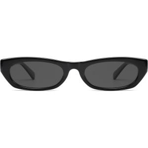 image:imageSOJOS Trendy Small Rectangle Polarized Sunglasses for Women Men Retro Y2K Narrow Thin Skinny Sunnies SJ2363BlackGrey