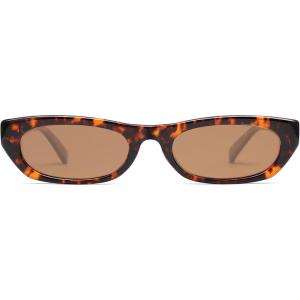 image:imageSOJOS Trendy Small Rectangle Polarized Sunglasses for Women Men Retro Y2K Narrow Thin Skinny Sunnies SJ2363Brown TortoiseBrown