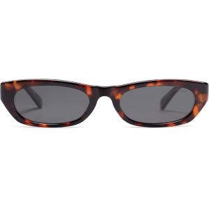 image:imageSOJOS Trendy Small Rectangle Polarized Sunglasses for Women Men Retro Y2K Narrow Thin Skinny Sunnies SJ2363Brown TortoiseGrey