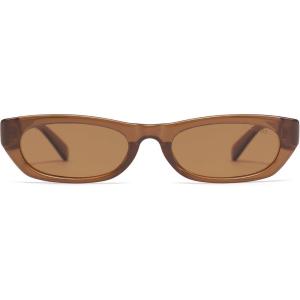 image:imageSOJOS Trendy Small Rectangle Polarized Sunglasses for Women Men Retro Y2K Narrow Thin Skinny Sunnies SJ2363Clear BrownLight Brown