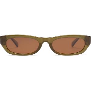 image:imageSOJOS Trendy Small Rectangle Polarized Sunglasses for Women Men Retro Y2K Narrow Thin Skinny Sunnies SJ2363Olive GreenBrown