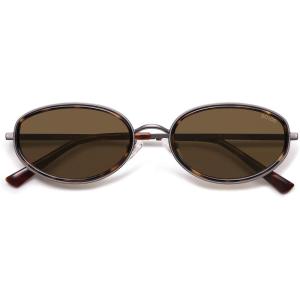 image:imageSOJOS Trendy Oval Polarized Sunglasses for Women Men 80s 90s Chic Retro Vintage Sunnies SJ1248Dark TortoiseCold Brown