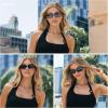 image:imageSOJOS Trendy Cat Eye Polarized Sunglasses for Women Men Retro 90s Y2K Small Thin Rectangle Sunnies SJ2670BlackGrey